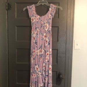 Lilac floral dress with shorts underneath